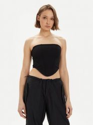 Gina Tricot Top 21293 Czarny Slim Fit. Czarne topy Gina Tricot, m, bez wzorów, z syntetyku, bez kołnierzyka, bez ramiączek. Za 89.99 zł.