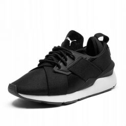 Buty treningowe damskie Puma Muse Satin ll Wn's Black 368427 02. Czarne buty treningowe Puma, bez wzorów, z gumy, bez zapięcia, na fitness i siłownię. Za 219.00 zł.
