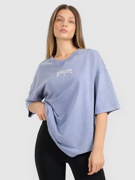 4F T-shirt oversize z nadrukiem damski - granatowy XS. Niebieskie t-shirty sportowe 4f, xs, bez wzorów, z dzianiny, bez ramiączek. Za 79.99 zł.