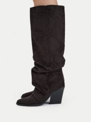DeeZee Kozaki CEO-WS25288-01 Brązowy. Brązowe kozaki DeeZee, bez wzorów, z materiału, bez obcasa, na słupku, bez zapięcia. Za 249.99 zł.