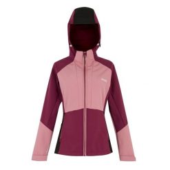 Damska wodoodporna kurtka z kapturem Regatta Desoto. Fioletowe kurtki przeciwdeszczowe Regatta, bez wzorów, z kapturem, trekkingowe. Za 299.99 zł.
