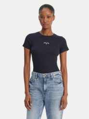 Guess Jeans T-Shirt W6GPZ3 KA0H1 Granatowy Slim Fit. Niebieskie t-shirty Guess Jeans, xs, z aplikacjami, z bawełny, bez kołnierzyka, bez ramiączek. Za 159.99 zł.