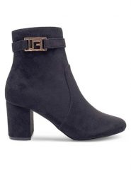 JENNY Botki SONJA LS5771-04 Czarny. Czarne botki Jenny, bez wzorów, z materiału, bez obcasa, na słupku, bez zapięcia. Za 139.99 zł.