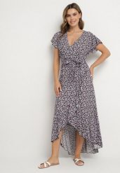 Czarno-Różowa Bawełniana Sukienka z Gumką w Talii i Asymetrycznym Dołem Orrizae. Czarne sukienki Born2be, na co dzień, l, bez wzorów, z bawełny, eleganckie, z asymetrycznym kołnierzem, bez ramiączek, maxi, asymetryczne. Za 79.99 zł.