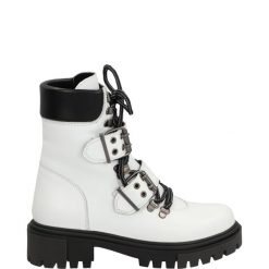 BIAŁE BOTKI 27781401 WHITE. Białe botki Venezia, bez wzorów, ze skóry, bez obcasa, bez zapięcia. Za 199.00 zł.