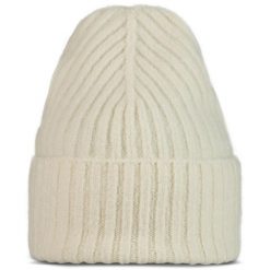 Czapka zimowa dla dorosłych z wełną merino BUFF Knitted Beanie Nilan. Białe czapki zimowe Buff, bez wzorów, z wełny, sportowe. Za 199.90 zł.