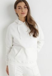 Biała Bluza Kangurka z Polarem Fasa. Białe bluzy bez kaptura Born2be, xl, bez wzorów, z dzianiny, bez kaptura. W wyprzedaży za 42.49 zł.
