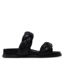 Klapki Unisa. Czarne klapki Unisa, bez wzorów, bez obcasa, bez zapięcia. Za 369.99 zł.