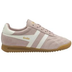 Damskie zamszowe buty sportowe Gola Stadium. Białe buty treningowe Gola, bez wzorów, z gumy, bez zapięcia, do piłki nożnej. Za 489.50 zł.