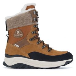 Trzewiki Rieker Revolution Lifestyle. Brązowe botki Rieker Revolution Lifestyle, bez wzorów, bez obcasa, na płaskiej podeszwie, bez zapięcia. Za 479.99 zł.