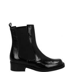CZARNE SZTYBLETY 1253 NAPLAK NERO. Czarne botki Venezia, bez wzorów, ze skóry, bez obcasa, bez zapięcia. Za 379.00 zł.