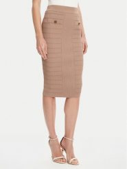 Guess Spódnica ołówkowa W5YD66 Z0130 Brązowy Slim Fit. Brązowe spódnice Guess, l, z aplikacjami, z wiskozy, ołówkowe. Za 339.99 zł.