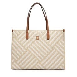 Torebka Tommy Hilfiger. Brązowe shopper bag Tommy Hilfiger, bez wzorów, bez dodatków. Za 749.99 zł.