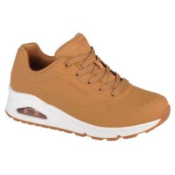 Buty do chodzenia damskie, Skechers Uno-Stand on Air. Brązowe buty treningowe Skechers, bez wzorów, z materiału, przed kostkę, bez zapięcia, trekkingowe. Za 259.99 zł.