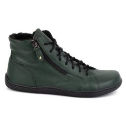 Olivier Damskie buty skórzane zimowe barefoot 1261 zielone. Zielone botki bez wzorów, ze skóry, bez obcasa, bez zapięcia. Za 559.87 zł.