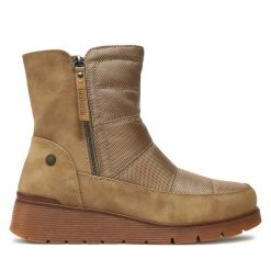 Botki Refresh. Brązowe botki Refresh, bez wzorów, bez obcasa, na płaskiej podeszwie, bez zapięcia. Za 159.99 zł.