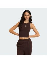 Adidas Top Essentials KD3821 Brązowy Slim Fit. Brązowe topy adidas, l, bez wzorów, z bawełny, bez kołnierzyka, bez ramiączek. Za 118.99 zł.