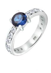Elli Damski soliter niebieski szafir z kryształami cyrkonii w srebrze 925 Sterling Silver Pierścionki 1 ct. Niebieskie pierścionki Elli, z cyrkonią, srebrne. Za 328.99 zł.