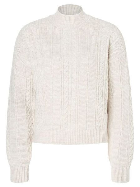 More & More Sweter w kolorze kremowym rozmiar: 40. Brązowe swetry More & More, bez wzorów, ze splotem, bez ramiączek. Za 104.89 zł.