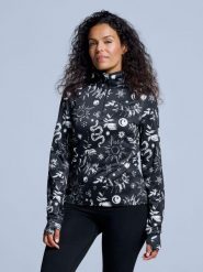 Bluza narciarska - Damska - Cabin Life - Czarny wielokolorowy. Czarne bluzy POEDERBAAS, na zimę, xl, bez wzorów, z elastanu, bez ramiączek, bez kaptura. Za 242.82 zł.