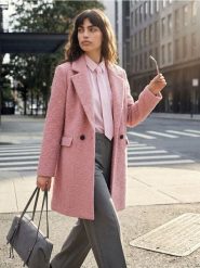 Płaszcz teddy - różowy. Czerwone płaszcze Sinsay, l, bez wzorów, bez kaptura. Za 129.99 zł.