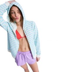 Bluza z kapturem dla Kobiety PERFECT STRIPE Niebieski. Niebieskie bluzy z kapturem Roxy, xs, bez wzorów, z bawełny, z kapturem. Za 130.00 zł.