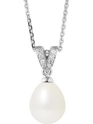 Pearl Addict Srebrny naszyjnik z perłą - dł. 42 cm rozmiar: onesize. Białe naszyjniki Pearl Addict, z materiału, z cyrkonią, srebrne. Za 217.99 zł.