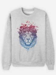 WOOOP Bluza "Floral Lion" w kolorze szarym rozmiar: S. Szare bluzy Wooop, s, bez wzorów, z bawełny, bez ramiączek, bez kaptura. Za 100.04 zł.