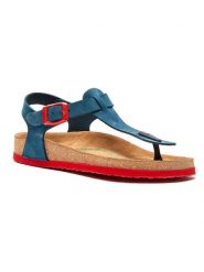 Comfortfusse Skórzane sandały w kolorze niebiesko-czerwonym rozmiar: 37. Czerwone sandały Comfortfüße, bez wzorów, z nubiku, klasyczne, z otwartym noskiem, bez obcasa, bez zapięcia. Za 239.99 zł.