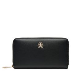 Duży Portfel Damski Tommy Hilfiger. Czarne portfele Tommy Hilfiger, bez wzorów. Za 189.99 zł.