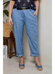 Curvy Lady Spodnie w kolorze błękitnym rozmiar: 44/46. Niebieskie spodnie materiałowe Curvy Lady, bez wzorów, z bawełny, klasyczne, z standardowym stanem. Za 119.40 zł.