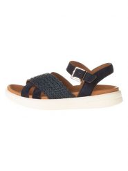 Geox Sandały w kolorze granatowym rozmiar: 36. Niebieskie sandały Geox, bez wzorów, z materiału, bez obcasa, na koturnie, bez zapięcia. Za 223.99 zł.