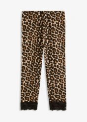Legginsy rybaczki z koronką. Brązowe legginsy bonprix, bez wzorów, z koronki, eleganckie. Za 37.99 zł.