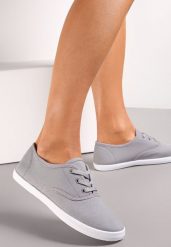 Szare Sznurowane Tenisówki Przed Kostkę Jennessa. Szare trampki Renee, bez wzorów, street, przed kostkę, bez zapięcia. W wyprzedaży za 23.99 zł.