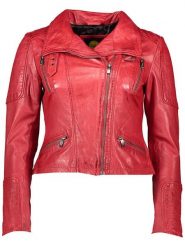 Buffalo Skórzana kurtka w kolorze czerwonym rozmiar: 44. Czerwone kurtki Buffalo, bez wzorów, z materiału, bez kaptura. Za 347.99 zł.