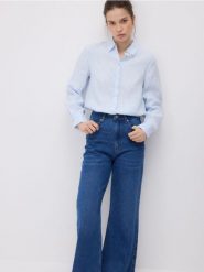 Lniana koszula - wielobarwny. Koszule Reserved, l, bez wzorów, z tkaniny, bez kołnierzyka, bez ramiączek. Za 149.99 zł.