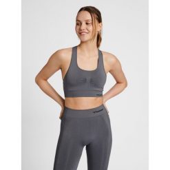Damski bezszwowy biustonosz sportowy Hummel Shaping. Szare biustonosze sportowe Hummel, bez wzorów, na fitness i siłownię. Za 125.50 zł.
