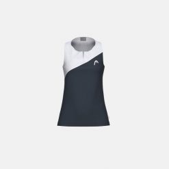 SPIRIT Damski Top Tenisowy. Niebieskie topy Head, bez wzorów, sportowe, z asymetrycznym kołnierzem, bez ramiączek. Za 230.00 zł.