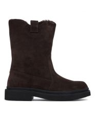 BOSS Botki Eleri 50573110 Brązowy ciemny. Brązowe botki Boss, bez wzorów, ze skóry, bez obcasa, na płaskiej podeszwie, bez zapięcia. Za 1,349.00 zł.
