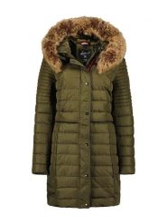 Geographical Norway Płaszcz pikowany "Charlize" w kolorze khaki rozmiar: L. Brązowe płaszcze Geographical Norway, l, z aplikacjami, bez kaptura. Za 268.55 zł.