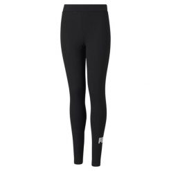 Młodzieżowe legginsy z logo Essentials PUMA Black. Czarna legginsy Puma, bez wzorów, z bawełny, eleganckie. Za 93.35 zł.