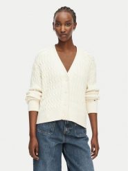 Tommy Hilfiger Kardigan WW0WW50078 Kremowy Relaxed Fit. Białe swetry Tommy Hilfiger, xs, bez wzorów, z bawełny, bez ramiączek. Za 649.99 zł.