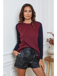 So Cachemire Sweter "Kaleis" w kolorze granatowo-bordowym rozmiar: XL. Czerwone swetry So Cachemire, xl, bez wzorów, z kaszmiru, bez ramiączek. Za 192.33 zł.