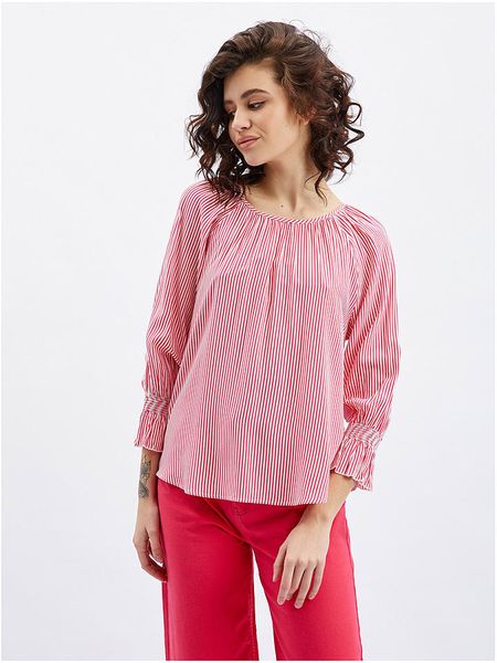 Orsay Bluzka w kolorze różowym rozmiar: 36. Różowe bluzki Orsay, bez wzorów, z wiskozy, bez kołnierzyka, bez ramiączek. Za 37.45 zł.