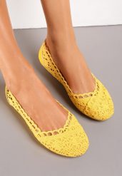Żółte Balerinki Koronkowe Sham. Żółte baleriny Renee, bez wzorów, z koronki, bez obcasa, bez zapięcia. Za 44.99 zł.
