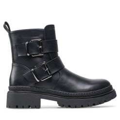 Botki JENNY. Czarne botki Jenny, bez wzorów, bez obcasa, na płaskiej podeszwie, bez zapięcia. Za 119.99 zł.