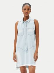 One Teaspoon Sukienka jeansowa Braxton 25354 Błękitny Regular Fit. Niebieskie sukienki One Teaspoon, xxs, bez wzorów, z bawełny, bez kołnierzyka, bez ramiączek. Za 609.99 zł.