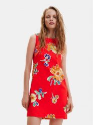 Desigual Sukienka codzienna 23SWVW70 Czerwony Slim Fit. Czerwone sukienki Desigual, na co dzień, m, bez wzorów, z wiskozy, bez kołnierzyka, bez ramiączek, proste. Za 359.99 zł.
