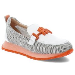 Pomarańczowe Półbuty Hispanitas Modne Wsuwane Obuwie Damskie. Białe półbuty wsuwane Hispanitas, z aplikacjami, ze skóry, eleganckie, bez obcasa. Za 599.00 zł.