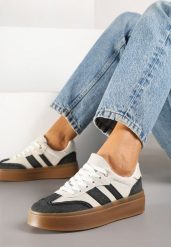 Czarno-Beżowe Sneakersy Tenisówki na Kauczukowej Podeszwie Ardisora. Czarne trampki Renee, z aplikacjami, z kauczuku, eleganckie, bez zapięcia. W wyprzedaży za 83.99 zł.